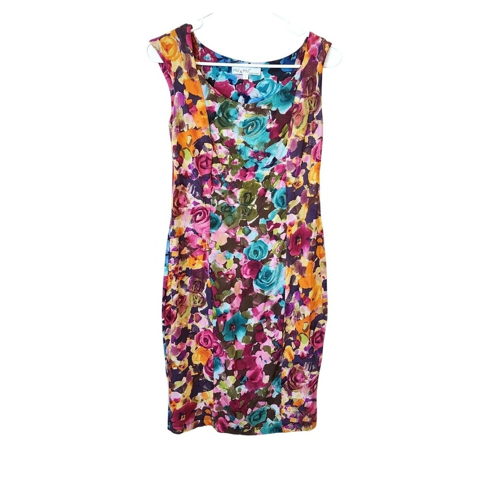 Piu & Piu Italy Womens Floral Sheath Dress Multi Color Size 2 XS Coquette